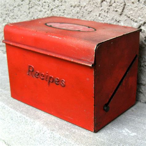 crafts with retro metal recipie boxes|vintage metal recipe boxes.